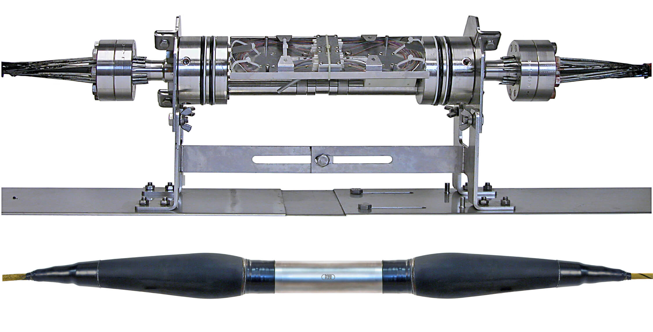 The insides of a Seaflex Standard joint closure, fixed in the work bench.